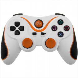 Mando inalámbrico Double Shock para Ps3 blanco y naranja
