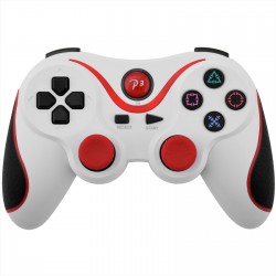 Mando inalámbrico Double Shock para Ps3 blanco y rojo