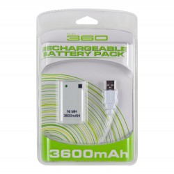 Batería recargable de 3600Mah para Xbox360 color blanco