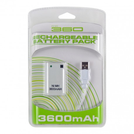 Batería recargable de 3600Mah para Xbox360 color blanco