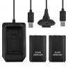 Set de dos baterías recargables, estación de carga y cable para Xbox360 color negro
